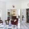 Villa Ottagonale living room and door to kitchen.