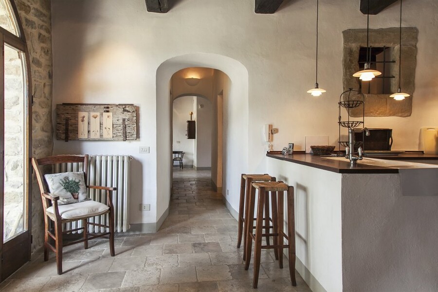 Küche im Landhaus La Bastia in Umbrien
