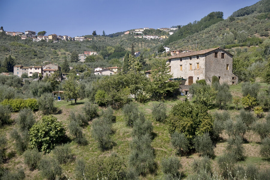 Blick über das große Anwesen der Ferienvilla Giannello bei Lucca