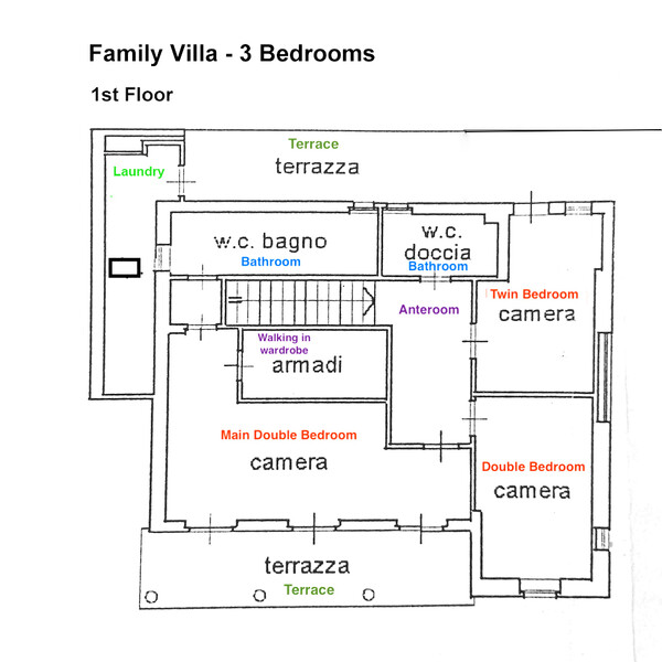 Villa Scimone Family Villa First floor floormap
