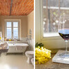 Modernes Bad und Glas Wein aus dem Piemont in Casa Moscata